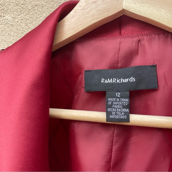 R&M Richards Holiday Burgundy Red Geometric Twinkle Blazer Sz 12 - Picture 5 of 6